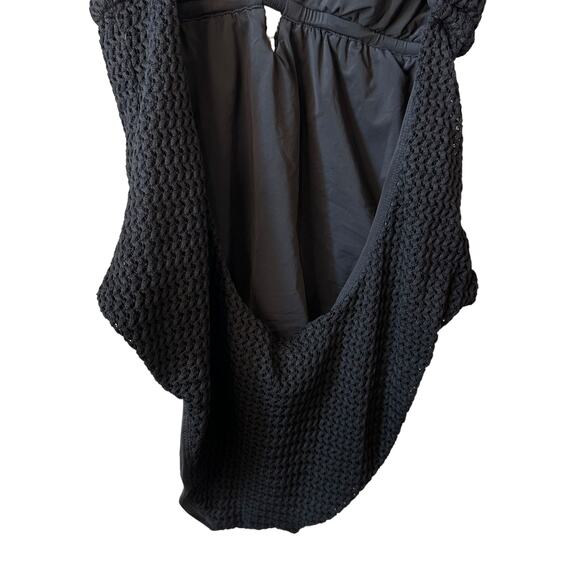 NWT Andie Swim X Demi Moore The Tropez One Piece Crochet Swimsuit Black Size XL - Picture 7 of 11